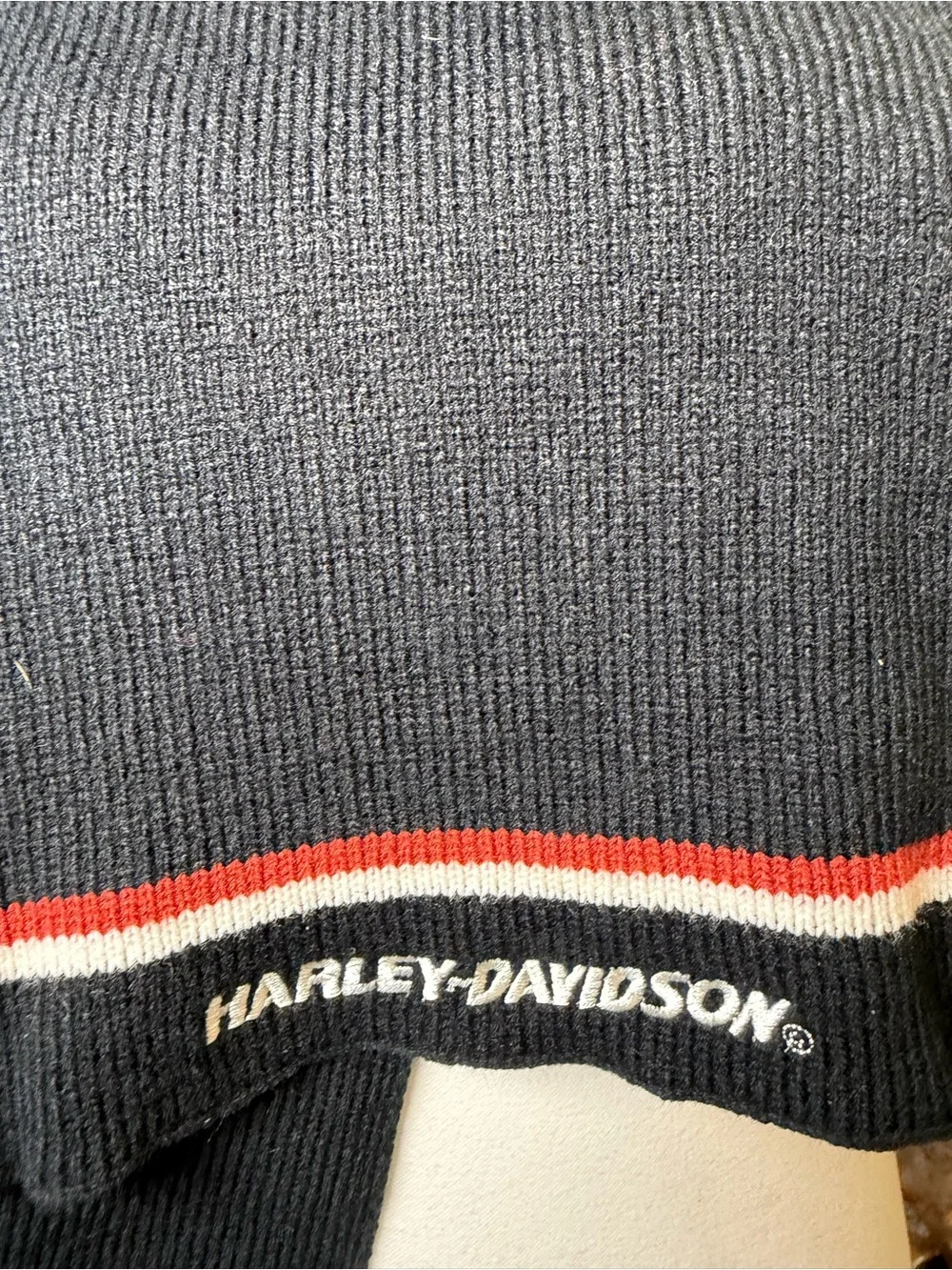 Harley-Davidson Black Scarf with Red & White Stripes